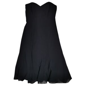 Dessy Strapless Sweetheart Neckline Chiffon Overlay Black Midi Dress - Sz 10